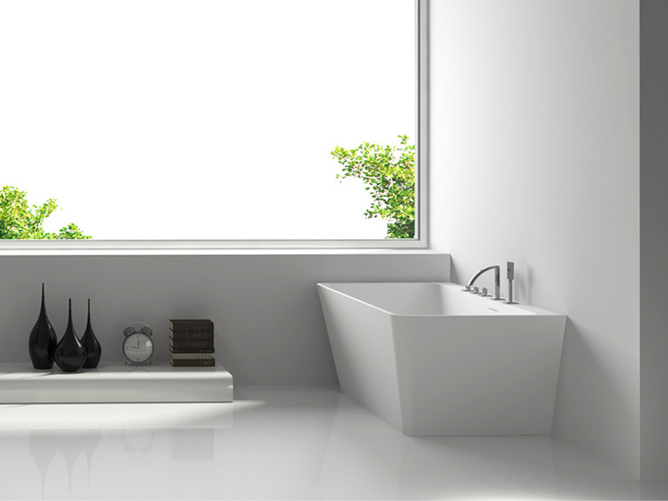 Aqua Bagno freistehende Badewanne Love - Corian, wei&szlig; matt