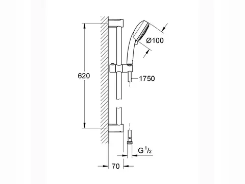 TEMPESTA COSMOPOLITAN 100 SHOWER RAIL SET 3 SPRAYS