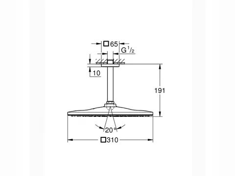 RAINSHOWER MONO 310 CUBE KOPFBRAUSE-SET DECKENAUSLASS 142 MM