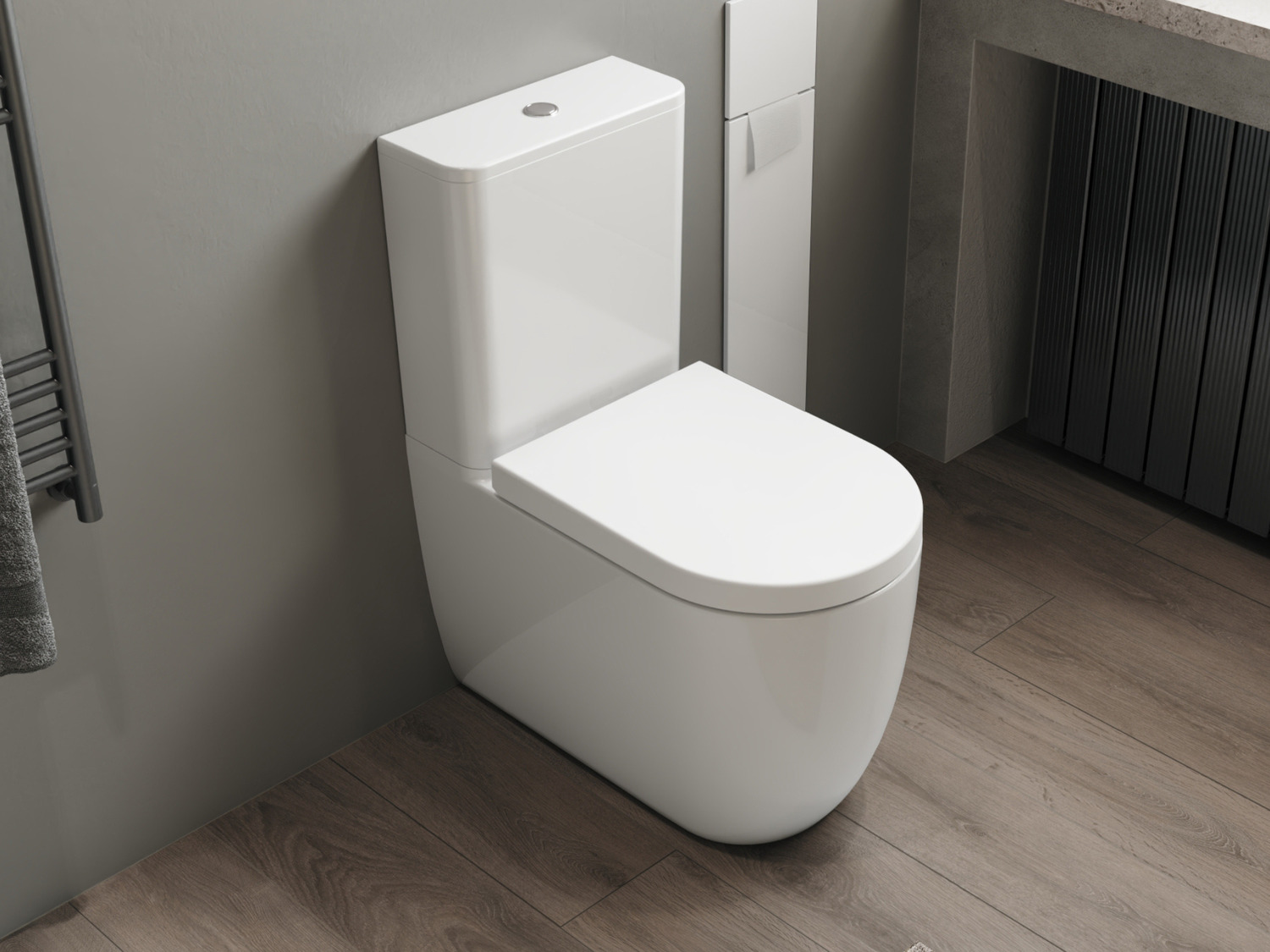 Aqua Bagno Clair Stand-WC sp&uuml;lrandlos inkl. WC-Sitz mit Softclose Funktion
