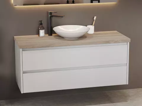 Duo Badmöbel 120, Weiß Hochglanz Lackiert,...