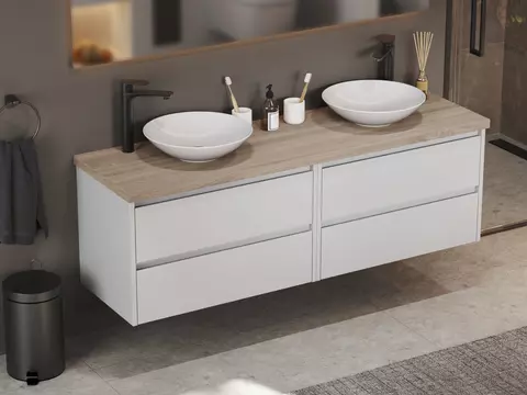 Duo Badmöbel 160, Weiß Hochglanz Lackiert,...