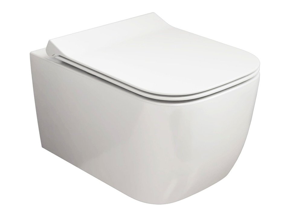Wand H&auml;nge WC Toilette - sp&uuml;lrandlos - inkl. abnehmbaren Softclose Toiletten-Sitz - Keramik - CT2067