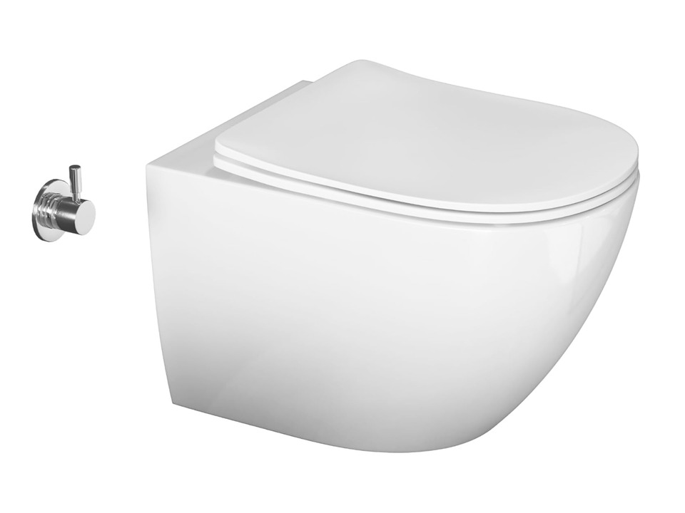 Wand Dusch WC Taharet - sp&uuml;lrandlos - mit abnehmbaren Softclose WC-Sitz - Bidet - Keramik S.10218.10219