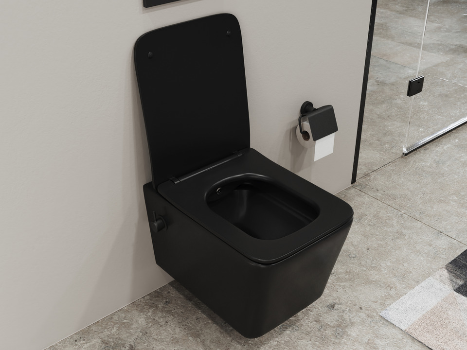 SSWW by Aqua Bagno Delta 2.0 Sp&uuml;lrandloses Dusch-WC inkl. WC-Sitz schwarz matt