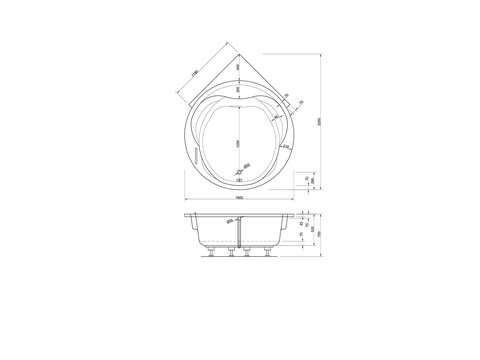 Schröder Badewanne oval weiß, 225x180x52cm OperaT