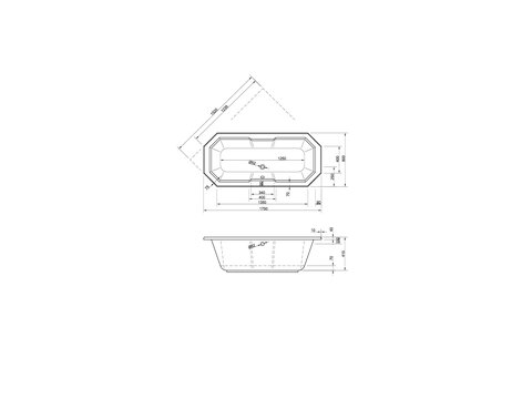 Schröder Badewanne achteck weiß, 175x80x41cm Chile175