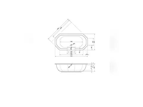 Schröder Badewanne achteck weiß, 180x90x42cm...