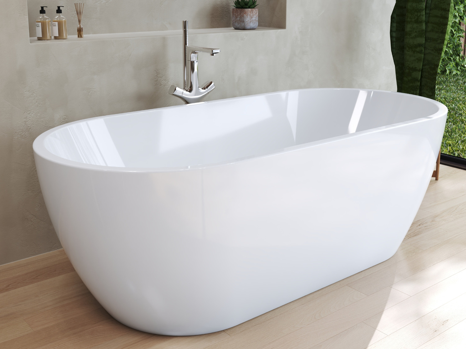 Aqua Bagno freistehende Badewanne Cocon 170cm -Acryl, wei&szlig;