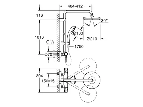 GROHE Bau System 210 – Duschsystem mit Thermostat,...