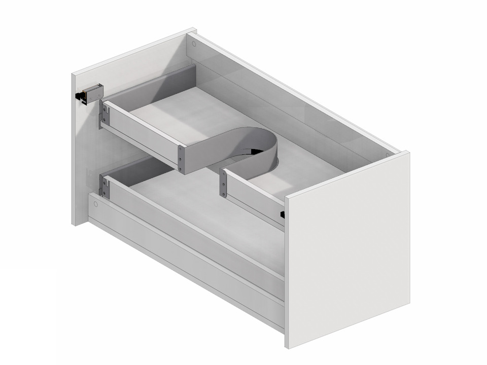 Duo Waschtischunterschrank 60, Wei&szlig; Hochglanz Lackiert