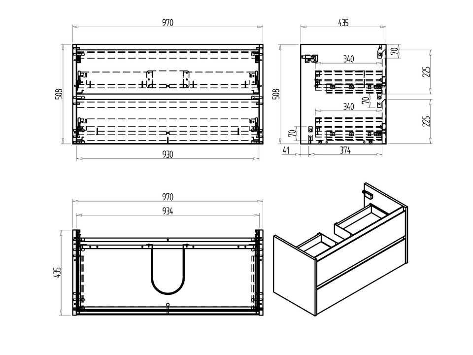 Duo Waschtischunterschrank 100, Wei&szlig; Hochglanz