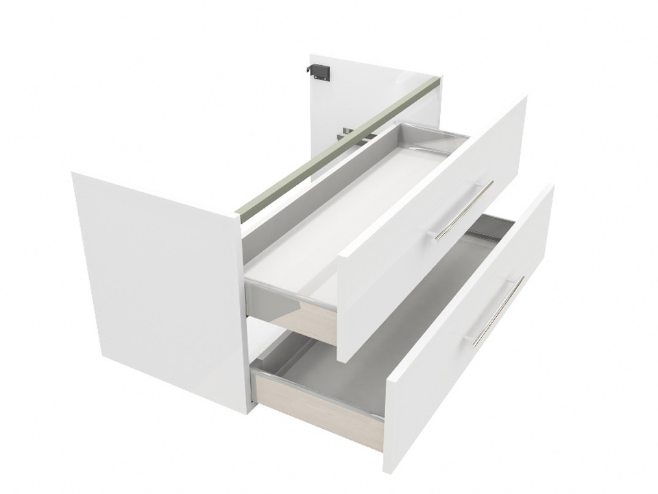 Flex Waschtischunterschrank 100, Wei&szlig; Hochglanz Lackiert