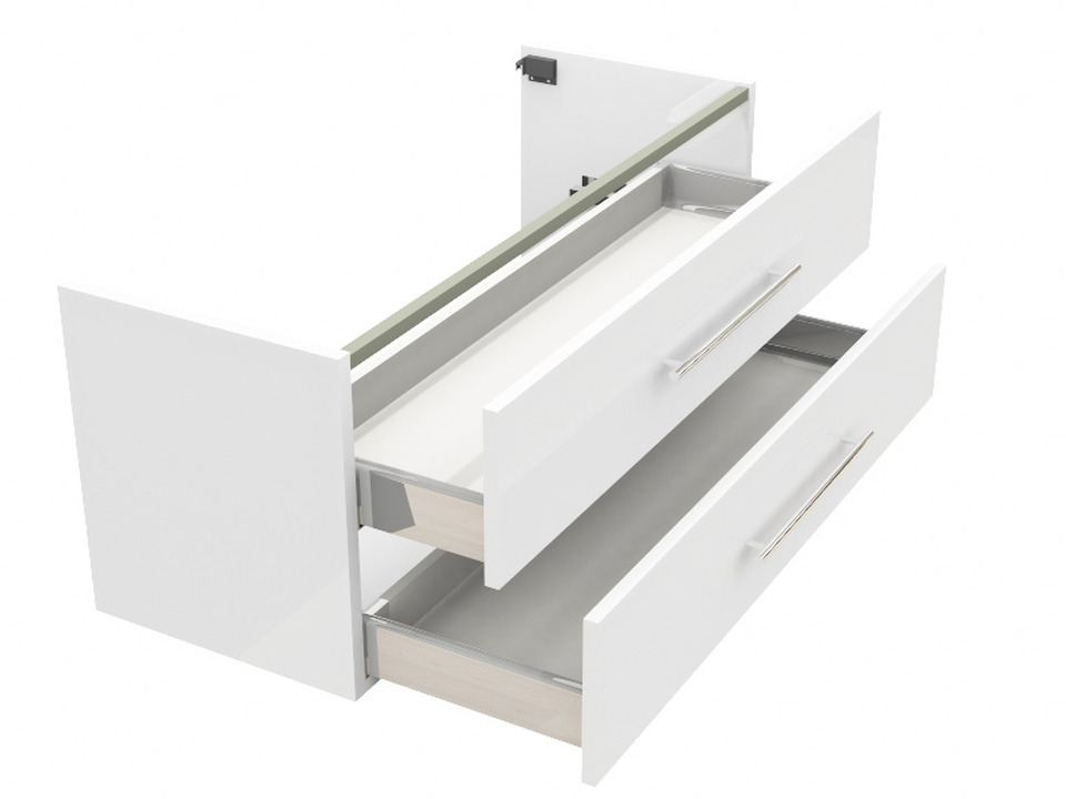 Flex Waschtischunterschrank 120, Wei&szlig; Hochglanz Lackiert