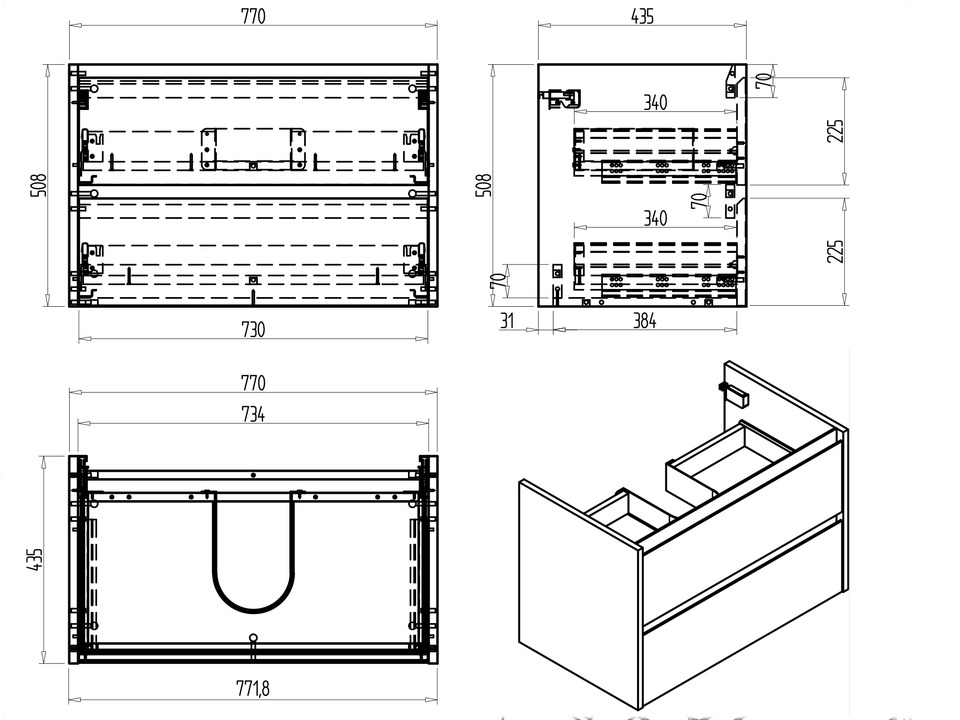Duo Waschtischunterschrank 80, Anthrazit Matt Lackiert