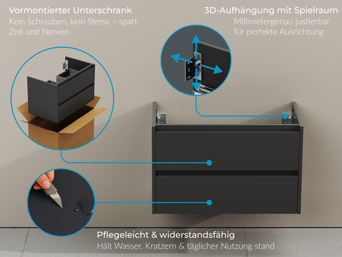 Duo Waschtischunterschrank 120, Anthrazit Matt Lackiert