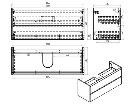 Duo Waschtischunterschrank 120, Anthrazit Matt Lackiert