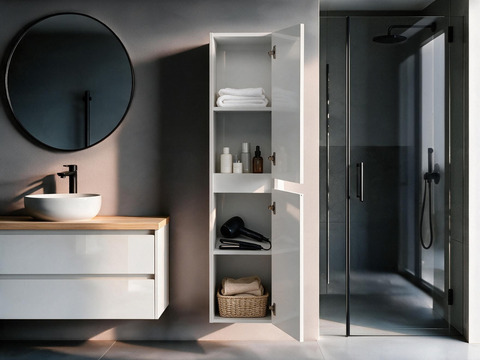 Aqua Bagno Seitenschrank Duo hochglanz weiß...