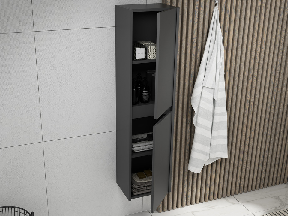 Aqua Bagno Seitenschrank Duo anthrazit matt lackiert (350x1400x300mm)