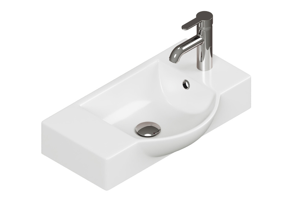 Aqua Bagno Waschbecken 55x32x15cm mit Hahnloch und &Uuml;berlauf HL rechts
