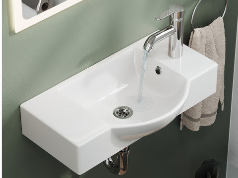 Aqua Bagno Waschbecken 55x32x15cm mit Hahnloch und...