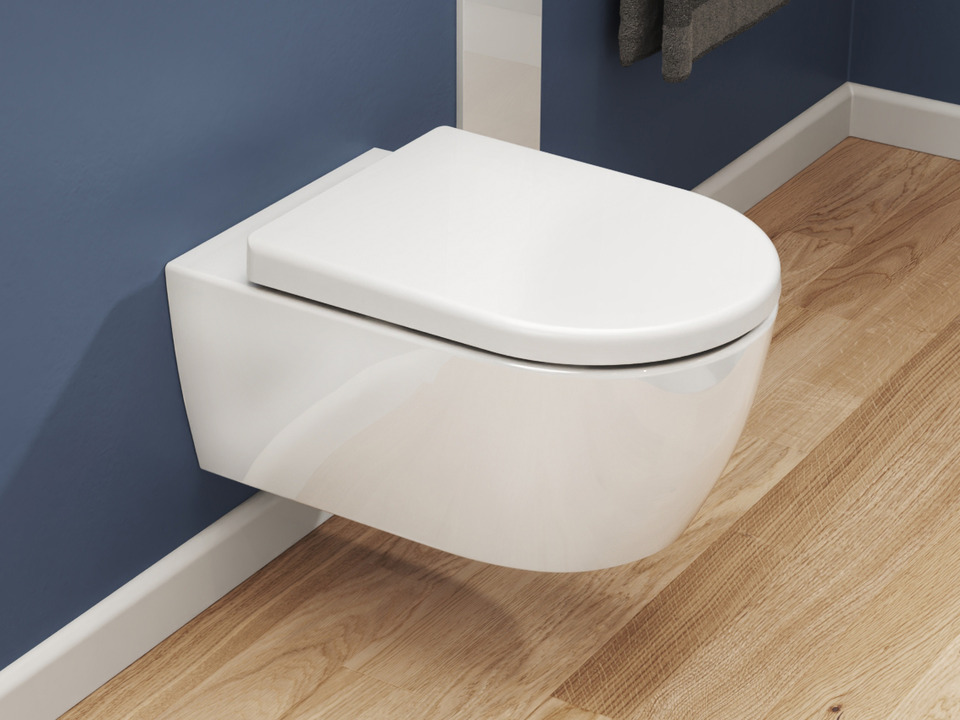 Wand H&auml;nge WC Toilette - sp&uuml;lrandlos - inkl. abnehmbaren Softclose Toiletten-Sitz - Keramik - CT-2039.54