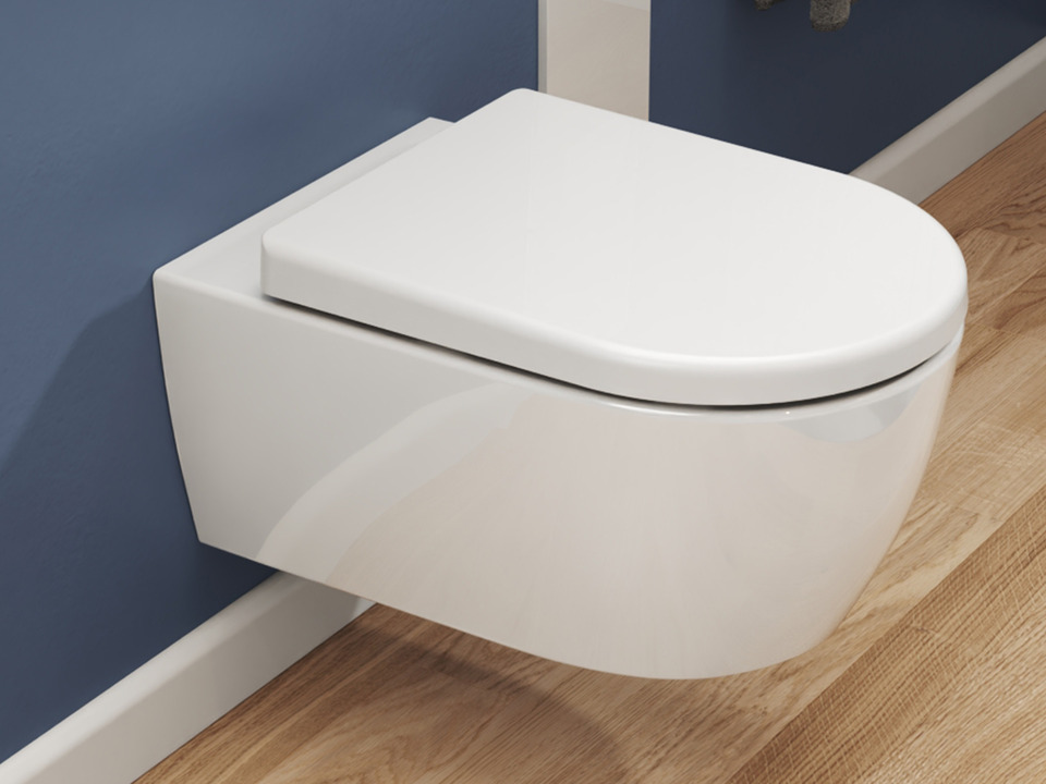 Wand H&auml;nge WC Toilette - sp&uuml;lrandlos - inkl. abnehmbaren Softclose Toiletten-Sitz - Keramik - CT-2039.54