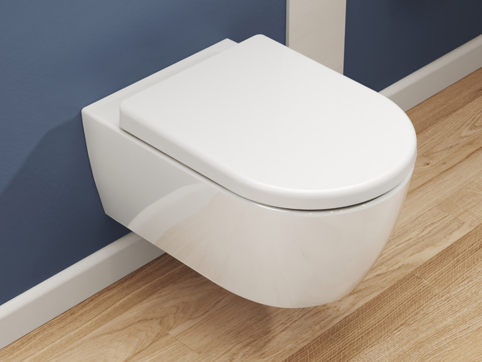 Wand H&auml;nge WC Toilette - sp&uuml;lrandlos - inkl. abnehmbaren Softclose Toiletten-Sitz - Keramik - CT-2039.54