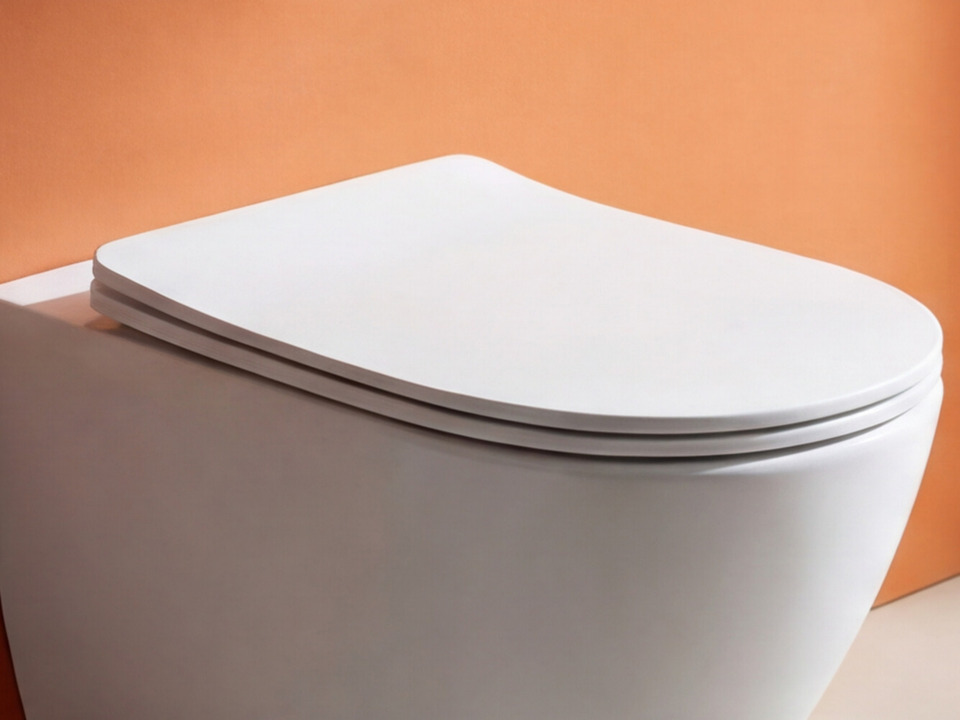 Aqua Bagno Design H&auml;nge-WC mit Aqua Silent sp&uuml;lrandlos New Cloud 2.0 in wei&szlig;, Keramik WC-Sitz abnehmbar