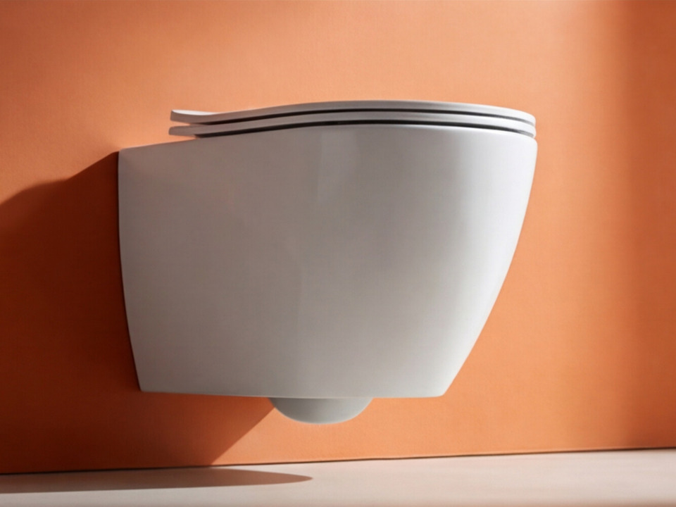 Aqua Bagno Design H&auml;nge-WC mit Aqua Silent sp&uuml;lrandlos New Cloud 2.0 in wei&szlig;, Keramik WC-Sitz abnehmbar