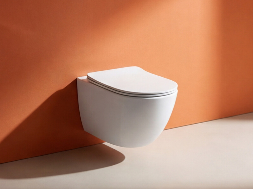 Aqua Bagno Design H&auml;nge-WC mit Aqua Silent sp&uuml;lrandlos New Cloud 2.0 in wei&szlig;, Keramik WC-Sitz abnehmbar