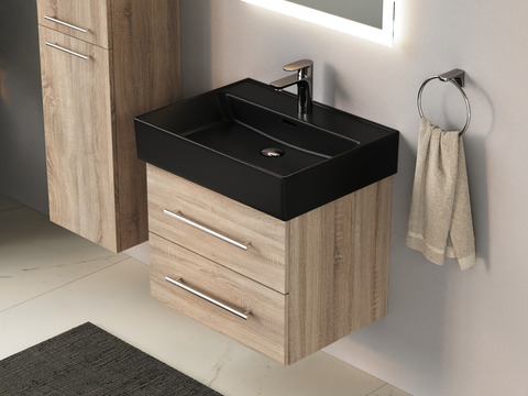 Flex Badmöbel 60, Eiche Gold, Keramik Waschbecken
