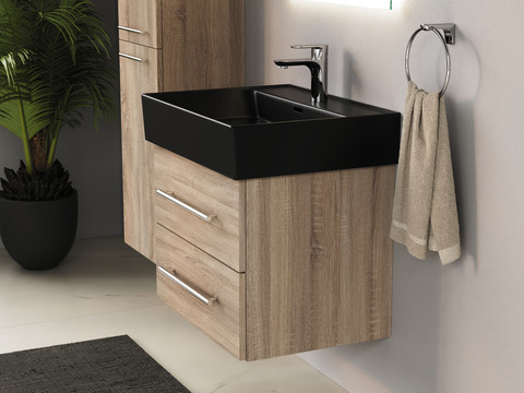 Flex Badmöbel 60, Eiche Gold, Keramik Waschbecken