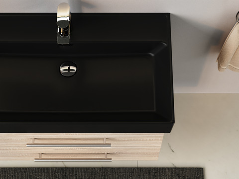 Flex Badmöbel 80, Eiche Gold, Keramik Waschbecken