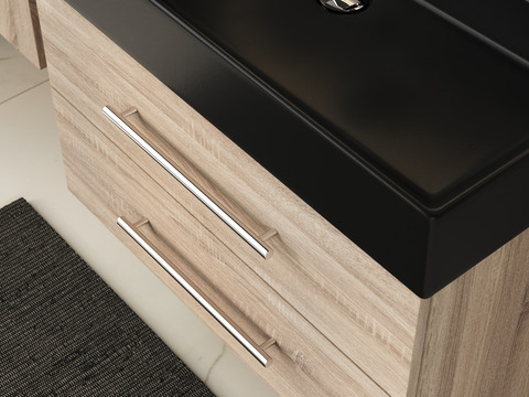Flex Badmöbel 80, Eiche Gold, Keramik Waschbecken