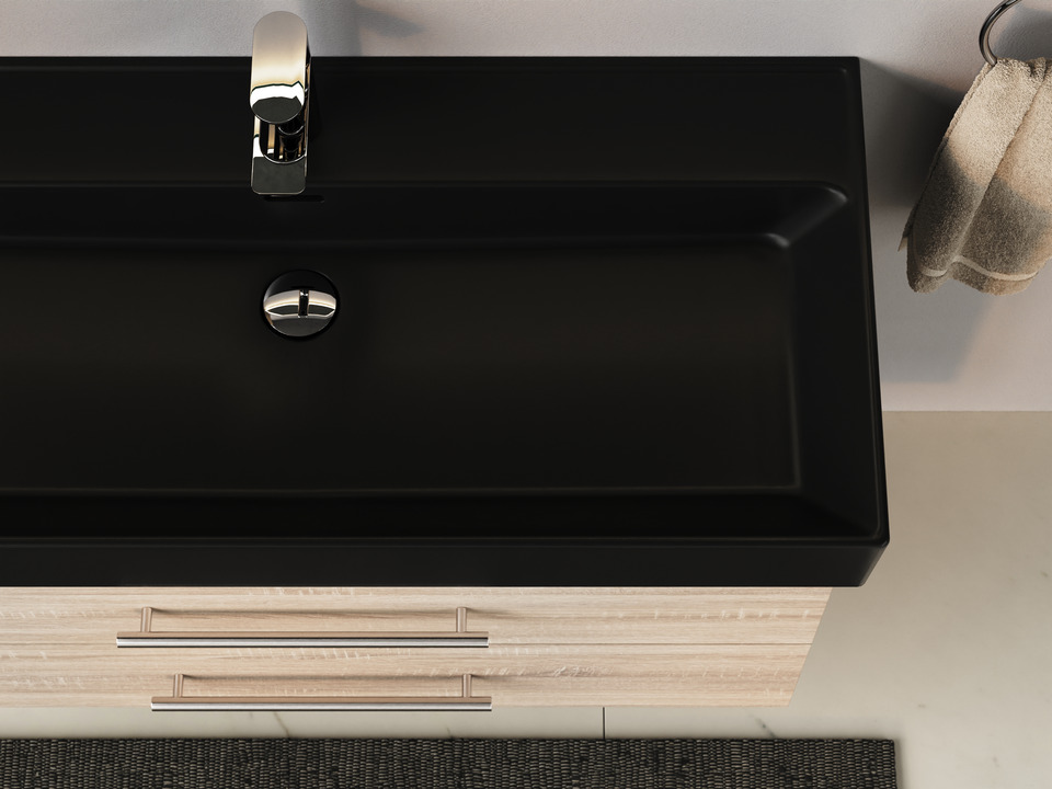 Flex Badm&ouml;bel 100, Eiche Gold, Keramik Waschbecken