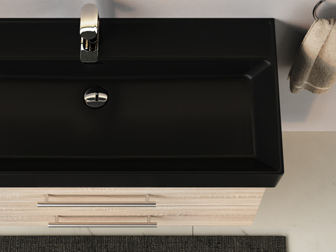 Flex Badmöbel 100, Eiche Gold, Keramik Waschbecken