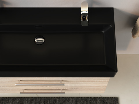 Flex Badmöbel 100, Eiche Gold, Keramik Waschbecken