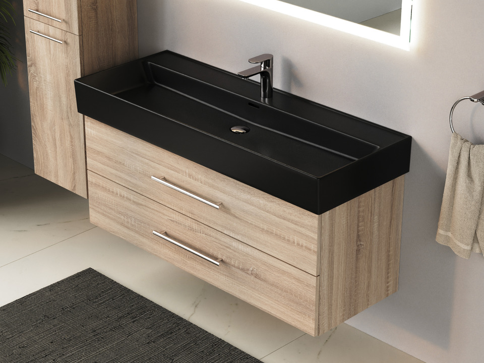 Flex Badm&ouml;bel 120, Eiche Gold, Keramik Waschbecken