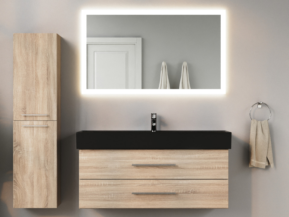 Flex Badm&ouml;bel 120, Eiche Gold, Keramik Waschbecken