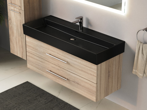 Flex Badmöbel 120, Eiche Gold, Keramik Waschbecken