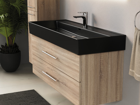Flex Badmöbel 120, Eiche Gold, Keramik Waschbecken