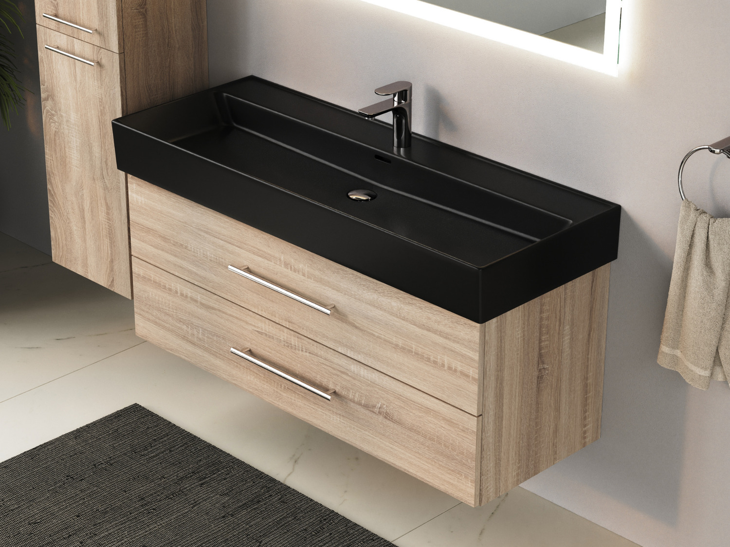 Flex Badm&ouml;bel 120, Eiche Gold, Keramik Waschbecken