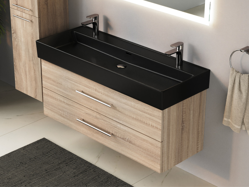 Flex Badm&ouml;bel 120, Eiche Gold, Keramik Waschbecken