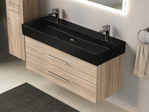 Flex Badmöbel 120, Eiche Gold, Keramik Waschbecken