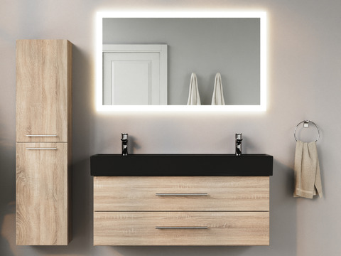 Flex Badmöbel 120, Eiche Gold, Keramik Waschbecken