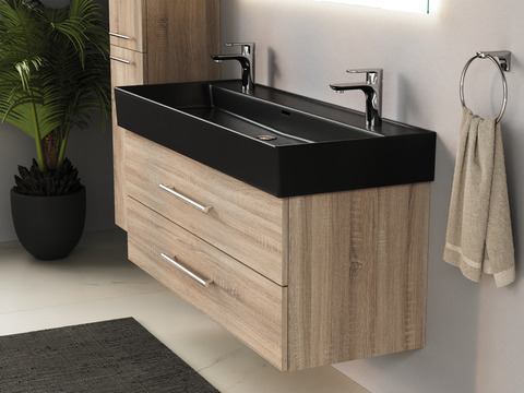 Flex Badmöbel 120, Eiche Gold, Keramik Waschbecken