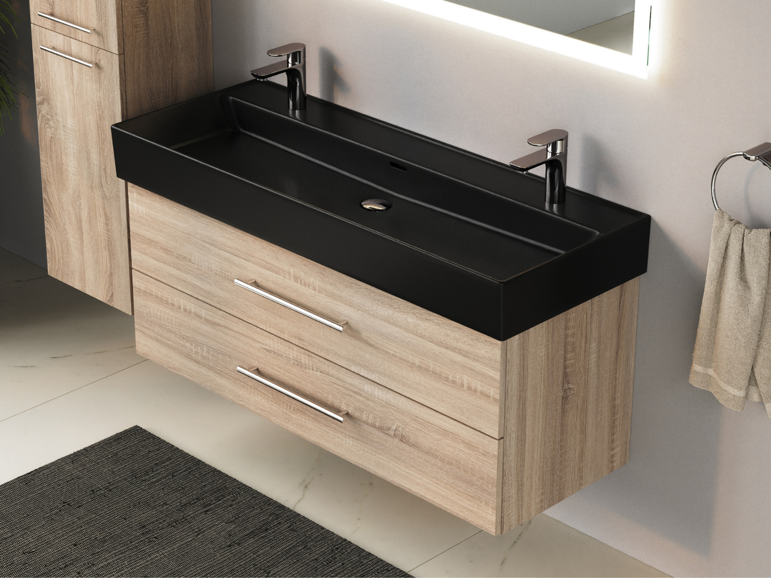 Flex Badm&ouml;bel 120, Eiche Gold, Keramik Waschbecken
