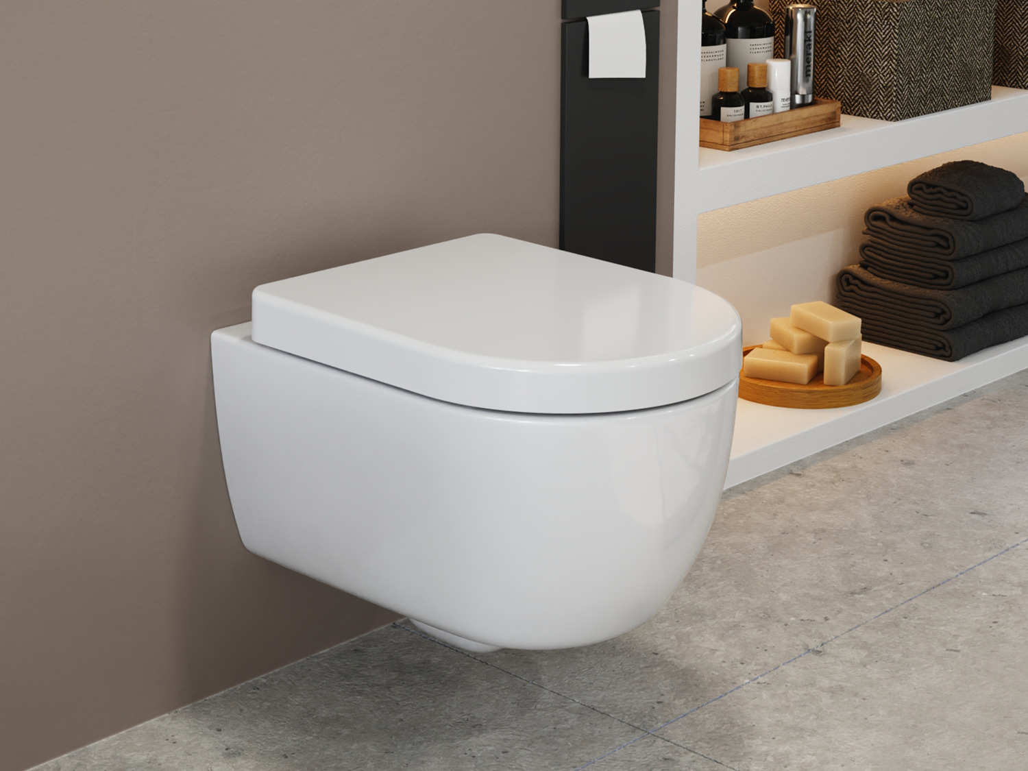 Wand H&auml;nge WC Toilette - sp&uuml;lrandlos - inkl. abnehmbaren Softclose Toiletten-Sitz - Keramik - ABWCSR001
