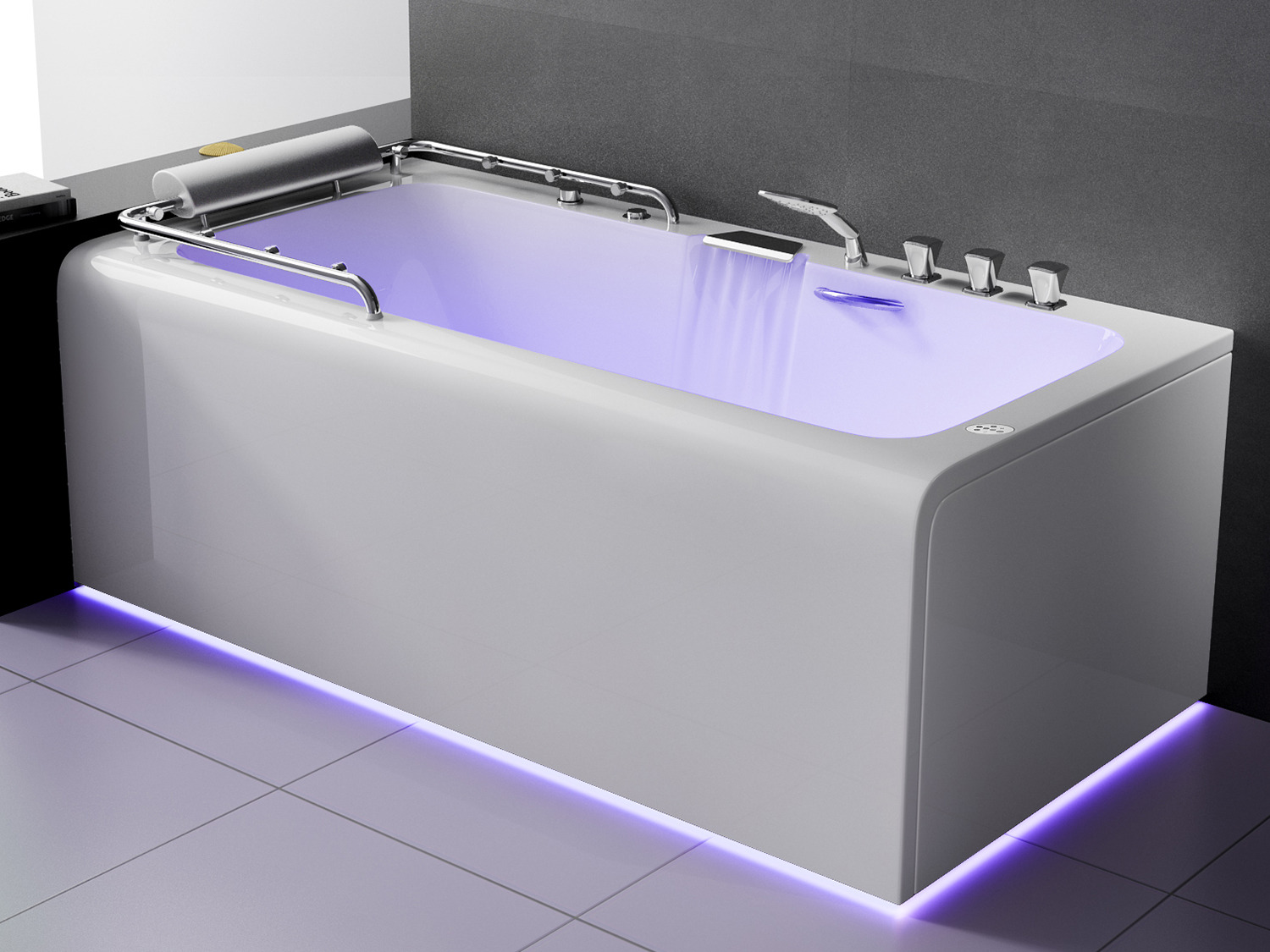 Whirlpool 180cm Rechteck-Badewanne MONACO Comfort